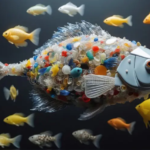 fish eating plastic art